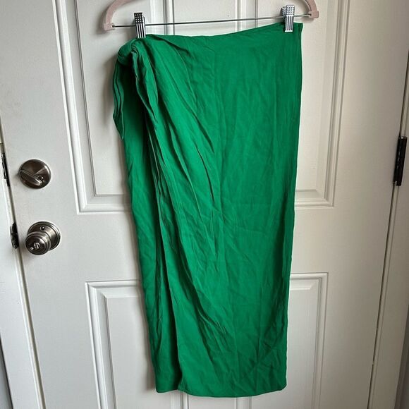 ZARA WRAP SKIRT SIZE‎ M midi side tied slit Green | 7563/246 - Picture 7 of 9